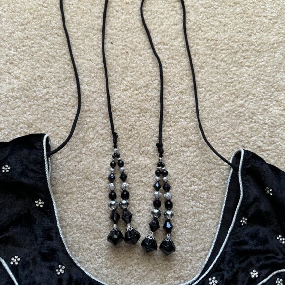 [LIKE NEW] Indian Pakistani Anarkali Gown Salwar Ethnic Suit Black Silver Small - Picture 7 of 12